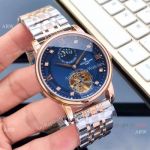 Patek Philippe Moonphase Tourbillon 42mm Watch 2-tone Rose Gold Blue Face